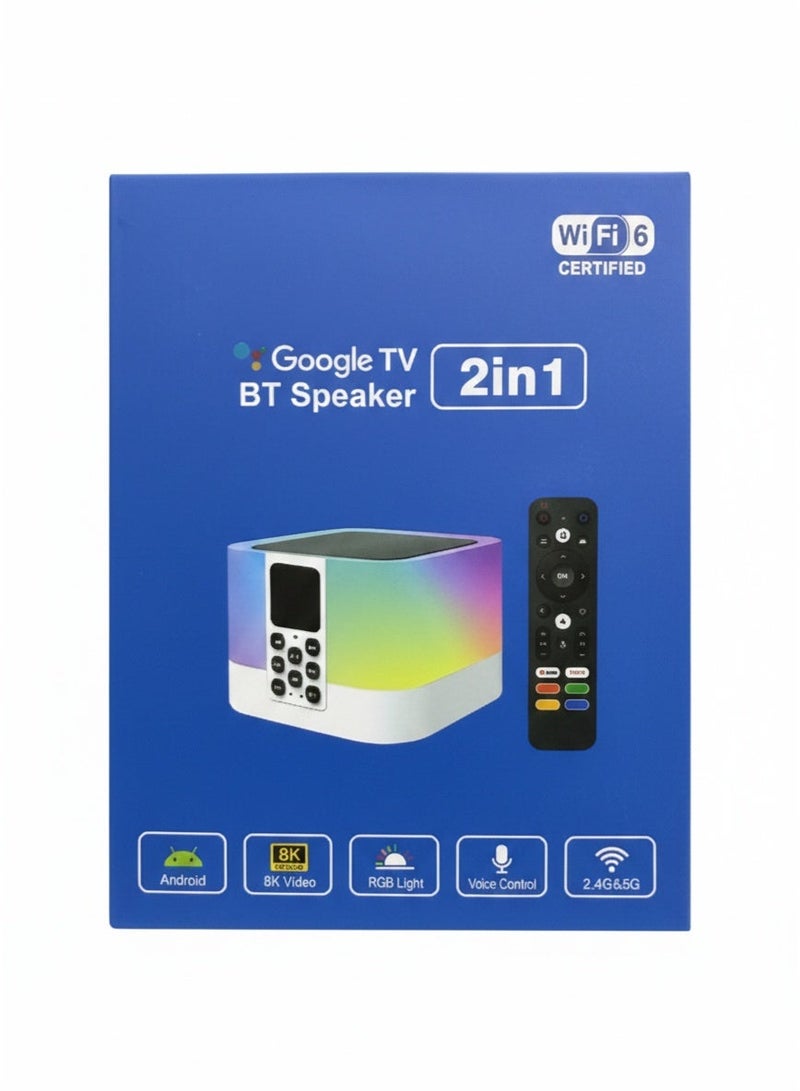 Google TV 2-in-1 Bluetooth Speaker | Android Smart TV Box | Wi-Fi 6 | 8K Video Support | RGB Light | Voice Control - Image 2